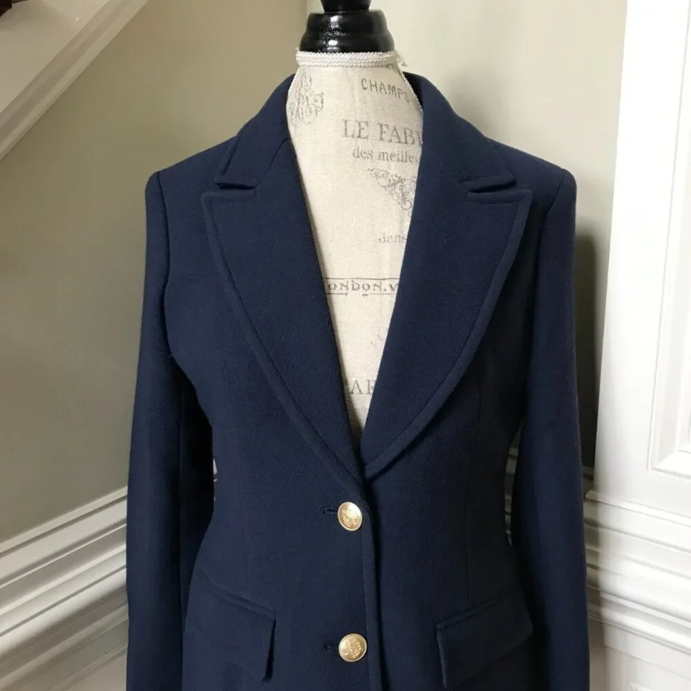 NWT JCrew Blazer Jacket Womens 6 Navy Blue Italian Double Cloth Wool BV087 NEW